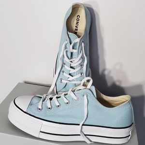Converse light blue platform low top shoes